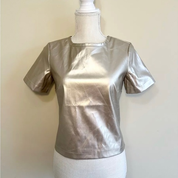 Anthropologie Porridge Clothing XXS Gold Shirt Short Sleeve NWT $88 New - Picture 15 of 16